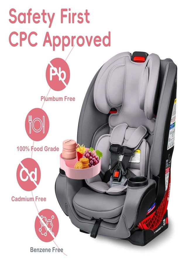 SSPONT Kids Car Seat Tray, Travel Tray with Cup Holder for Toddler Baby, Kids Car Seat Food Snack Organizer for Road Trip, Stroller snack tray travel must haves - Pink - Image 2